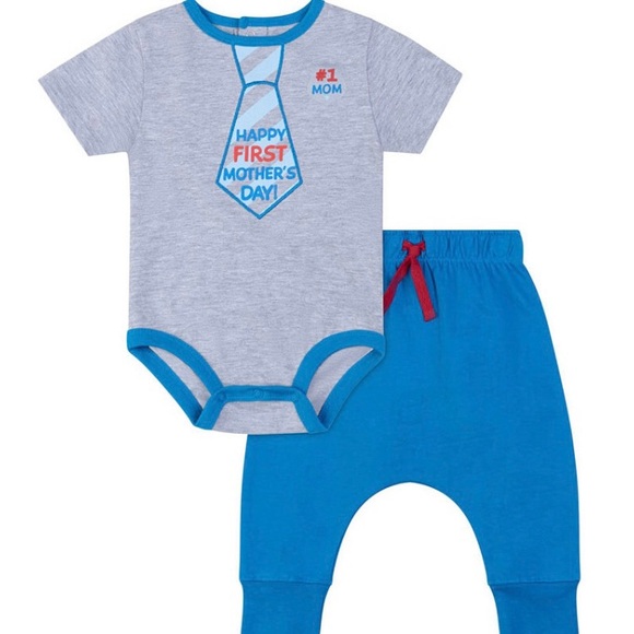 Baby Boy’s Mother’s Day 2 Piece Set New Born - Picture 1 of 8